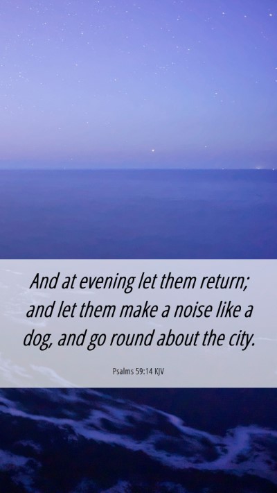 Picture 06 - Psalms 59:14 KJV Mobile Phone Wallpaper - And at evening let them return; and let them make - Mobile Bible Verse Wallpaper