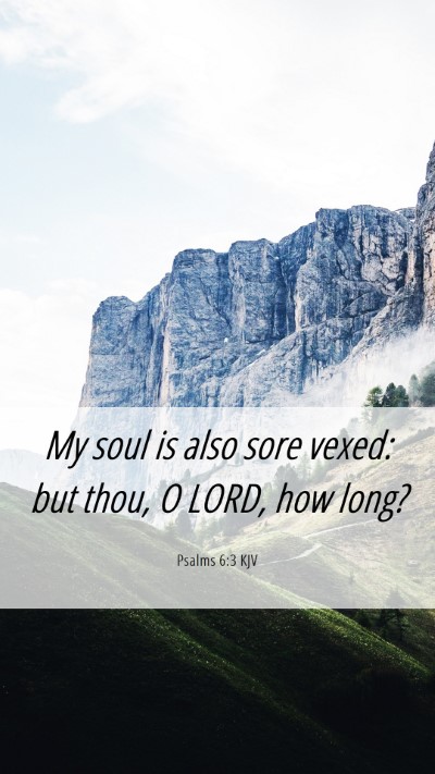 Picture 06 - Psalms 6:3 KJV Mobile Phone Wallpaper - My soul is also sore vexed: but thou, O LORD, how - Mobile Bible Verse Wallpaper
