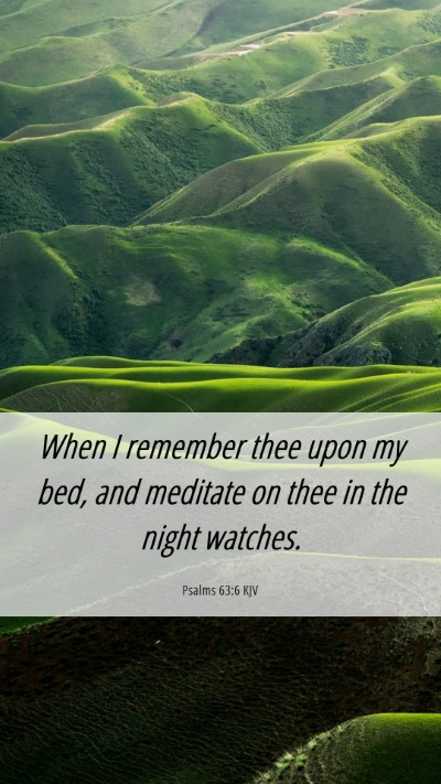 Picture 06 - Psalms 63:6 KJV Mobile Phone Wallpaper - When I remember thee upon my bed, and meditate on - Mobile Bible Verse Wallpaper