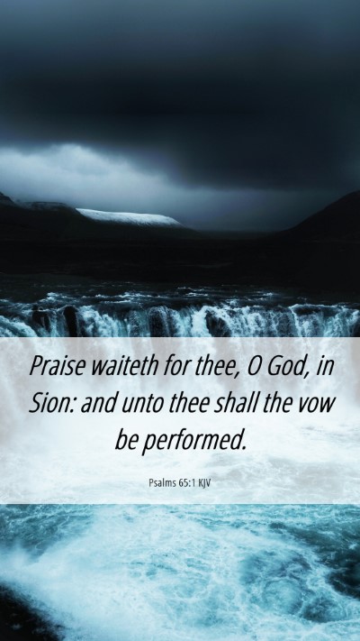 Picture 06 - Psalms 65:1 KJV Mobile Phone Wallpaper - Praise waiteth for thee, O God, in Sion: and unto - Mobile Bible Verse Wallpaper