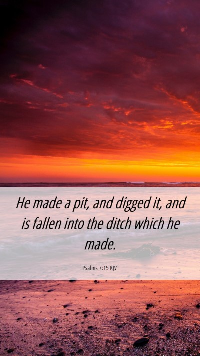 Picture 06 - Psalms 7:15 KJV Mobile Phone Wallpaper - He made a pit, and digged it, and is fallen into - Mobile Bible Verse Wallpaper