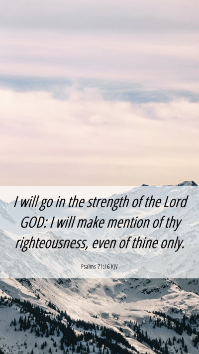 Picture 06 - Psalms 71:16 KJV Mobile Phone Wallpaper - I will go in the strength of the Lord GOD: I will - Mobile Bible Verse Wallpaper