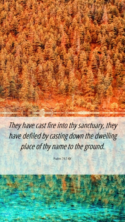 Picture 06 - Psalms 74:7 KJV Mobile Phone Wallpaper - They have cast fire into thy sanctuary, they have - Mobile Bible Verse Wallpaper
