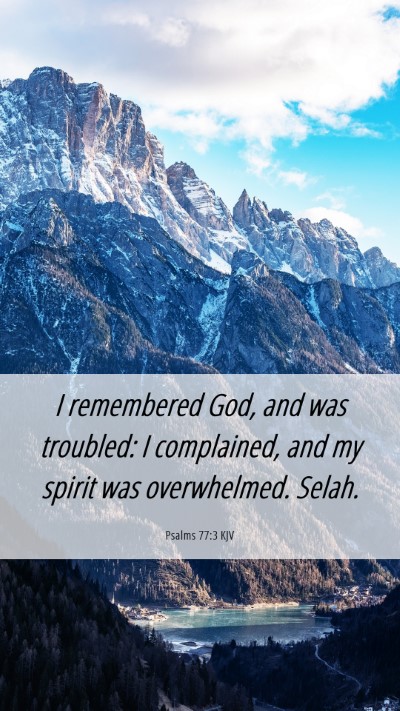 Picture 06 - Psalms 77:3 KJV Mobile Phone Wallpaper - I remembered God, and was troubled: I complained, - Mobile Bible Verse Wallpaper