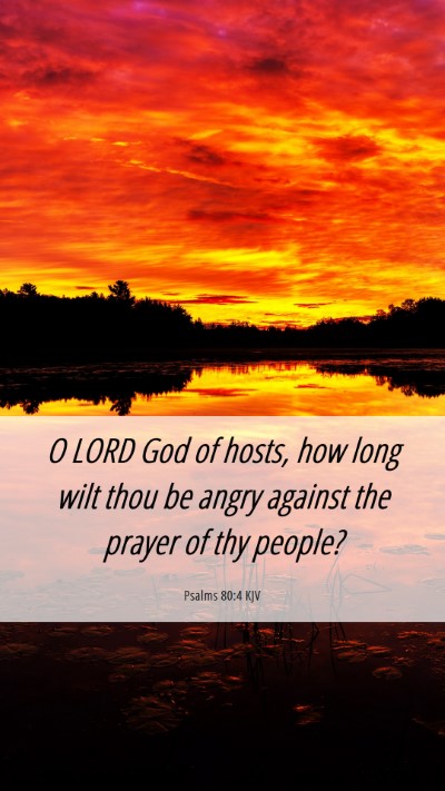 Picture 06 - Psalms 80:4 KJV Mobile Phone Wallpaper - O LORD God of hosts, how long wilt thou be angry - Mobile Bible Verse Wallpaper