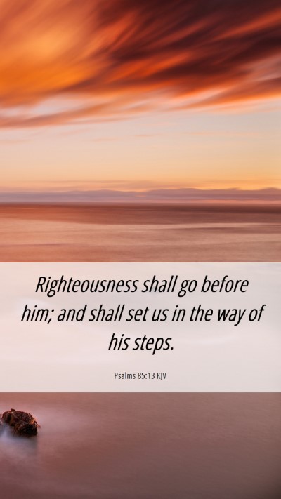 Picture 06 - Psalms 85:13 KJV Mobile Phone Wallpaper - Righteousness shall go before him; and shall set - Mobile Bible Verse Wallpaper