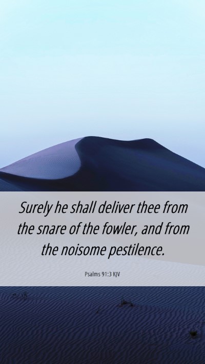 Picture 06 - Psalms 91:3 KJV Mobile Phone Wallpaper - Surely he shall deliver thee from the snare of - Mobile Bible Verse Wallpaper