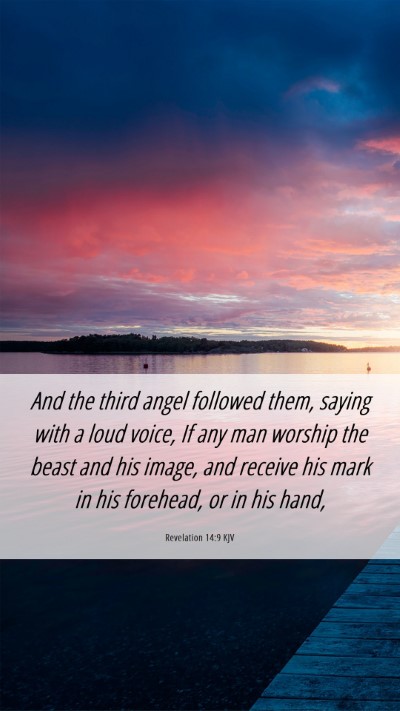 Picture 06 - Revelation 14:9 KJV Mobile Phone Wallpaper - And the third angel followed them, saying with a - Mobile Bible Verse Wallpaper
