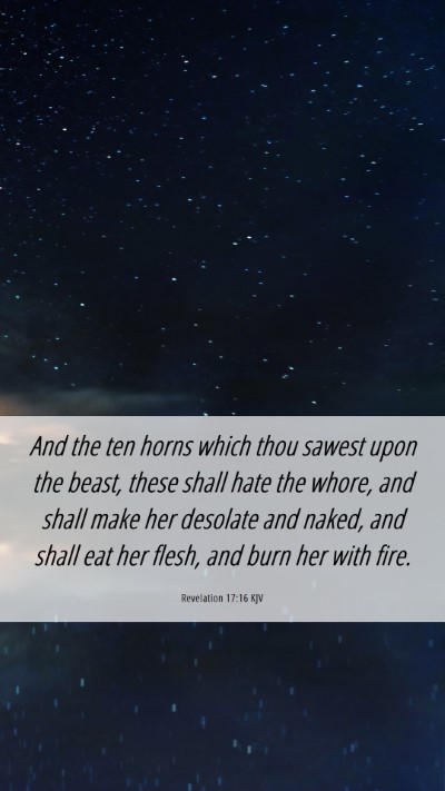 Picture 06 - Revelation 17:16 KJV Mobile Phone Wallpaper - And the ten horns which thou sawest upon the - Mobile Bible Verse Wallpaper