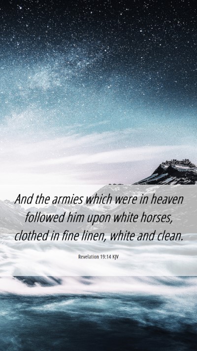 Picture 06 - Revelation 19:14 KJV Mobile Phone Wallpaper - And the armies which were in heaven followed him - Mobile Bible Verse Wallpaper