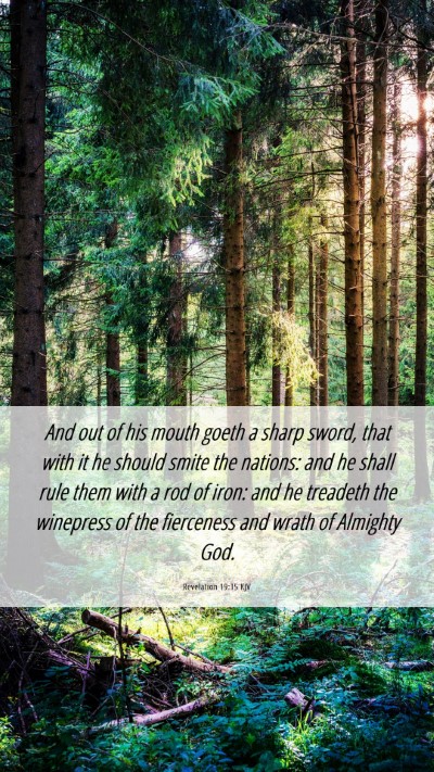 Picture 06 - Revelation 19:15 KJV Mobile Phone Wallpaper - And out of his mouth goeth a sharp sword, that - Mobile Bible Verse Wallpaper