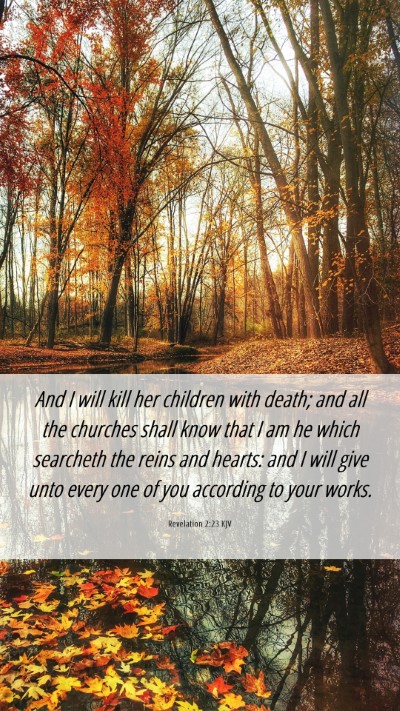 Picture 06 - Revelation 2:23 KJV Mobile Phone Wallpaper - And I will kill her children with death; and all - Mobile Bible Verse Wallpaper