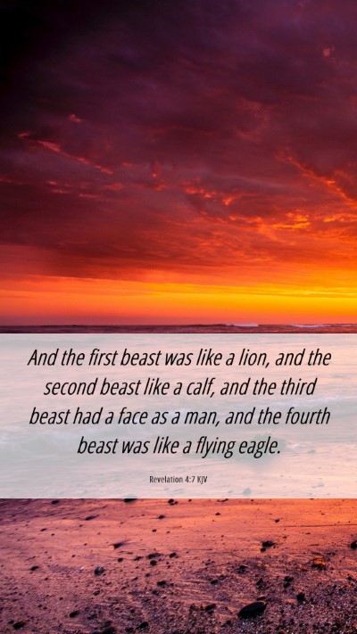 Picture 06 - Revelation 4:7 KJV Mobile Phone Wallpaper - And the first beast was like a lion, and the - Mobile Bible Verse Wallpaper