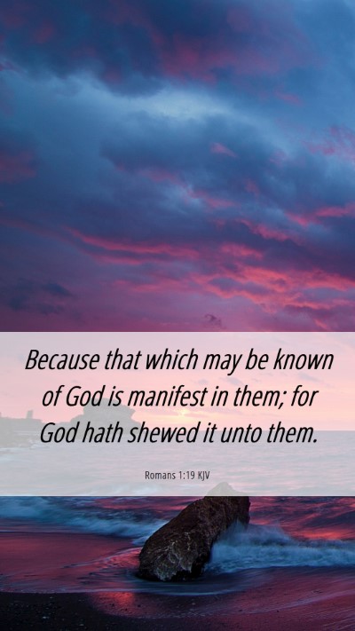 Picture 06 - Romans 1:19 KJV Mobile Phone Wallpaper - Because that which may be known of God is - Mobile Bible Verse Wallpaper