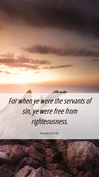 Picture 06 - Romans 6:20 KJV Mobile Phone Wallpaper - For when ye were the servants of sin, ye were - Mobile Bible Verse Wallpaper