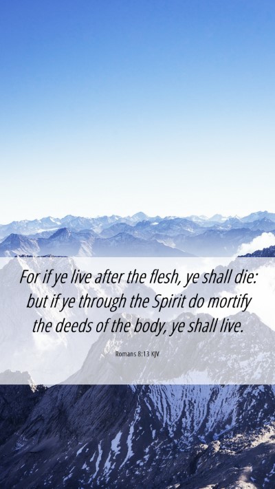 Picture 06 - Romans 8:13 KJV Mobile Phone Wallpaper - For if ye live after the flesh, ye shall die: but - Mobile Bible Verse Wallpaper