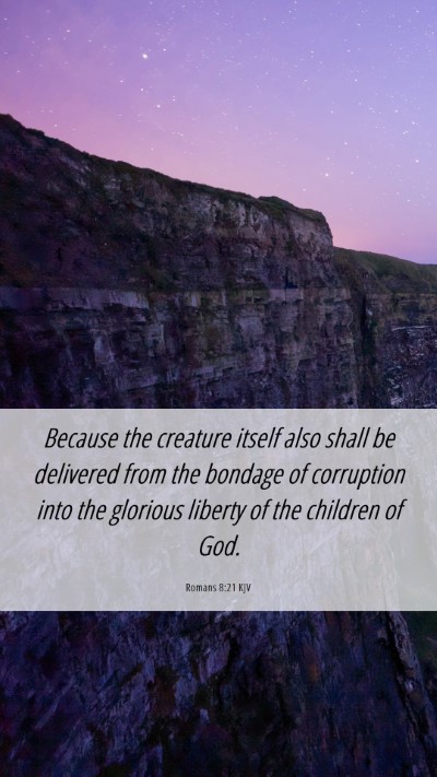 Picture 06 - Romans 8:21 KJV Mobile Phone Wallpaper - Because the creature itself also shall be - Mobile Bible Verse Wallpaper