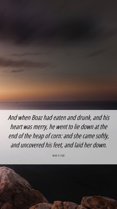 Picture 06 - Ruth 3:7 KJV Mobile Phone Wallpaper - And when Boaz had eaten and drunk, and his heart - Mobile Bible Verse Wallpaper