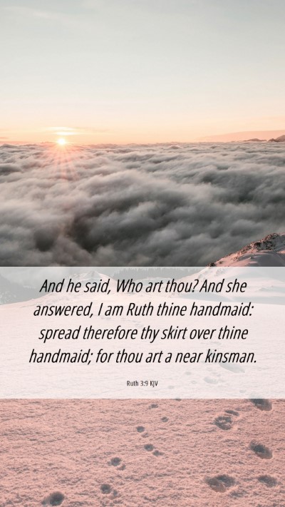 Picture 06 - Ruth 3:9 KJV Mobile Phone Wallpaper - And he said, Who art thou? And she answered, I am - Mobile Bible Verse Wallpaper