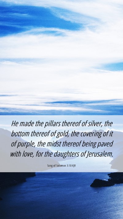 Picture 06 - Song of Solomon 3:10 KJV Mobile Phone Wallpaper - He made the pillars thereof of silver, the bottom - Mobile Bible Verse Wallpaper