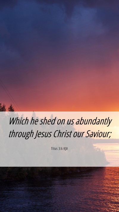 Picture 06 - Titus 3:6 KJV Mobile Phone Wallpaper - Which he shed on us abundantly through Jesus - Mobile Bible Verse Wallpaper