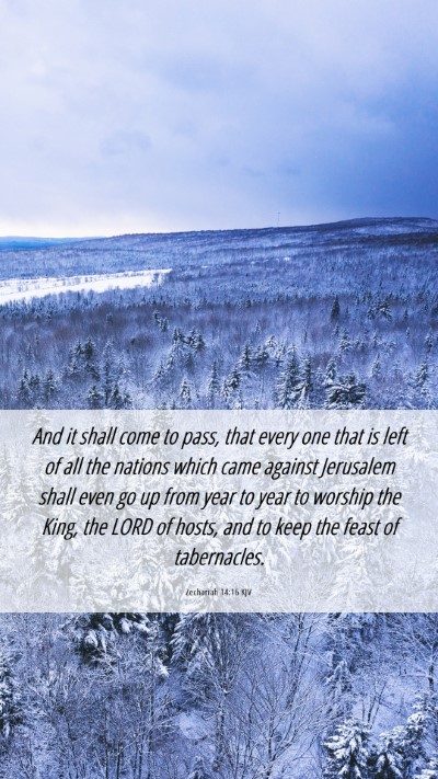 Picture 06 - Zechariah 14:16 KJV Mobile Phone Wallpaper - And it shall come to pass, that every one that is - Mobile Bible Verse Wallpaper