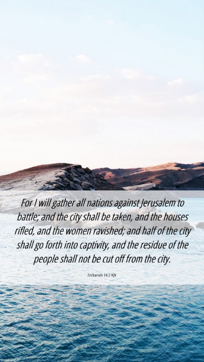 Picture 06 - Zechariah 14:2 KJV Mobile Phone Wallpaper - For I will gather all nations against Jerusalem - Mobile Bible Verse Wallpaper