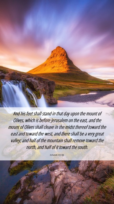 Picture 06 - Zechariah 14:4 KJV Mobile Phone Wallpaper - And his feet shall stand in that day upon the - Mobile Bible Verse Wallpaper