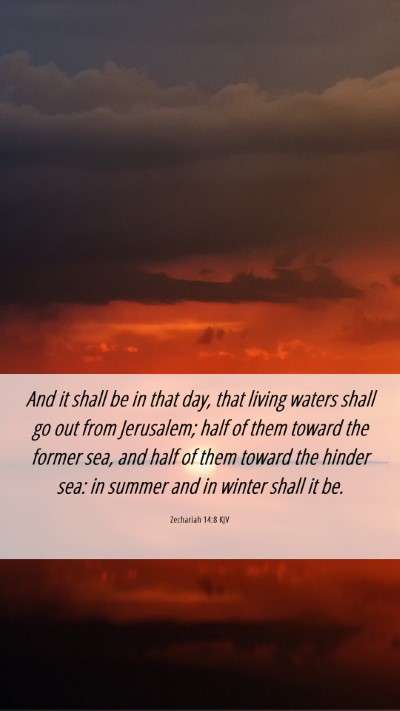 Picture 06 - Zechariah 14:8 KJV Mobile Phone Wallpaper - And it shall be in that day, that living waters - Mobile Bible Verse Wallpaper