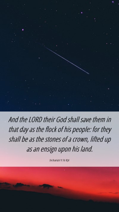 Picture 06 - Zechariah 9:16 KJV Mobile Phone Wallpaper - And the LORD their God shall save them in that - Mobile Bible Verse Wallpaper