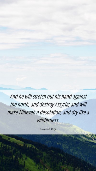 Picture 06 - Zephaniah 2:13 KJV Mobile Phone Wallpaper - And he will stretch out his hand against the - Mobile Bible Verse Wallpaper