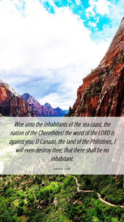 Picture 06 - Zephaniah 2:5 KJV Mobile Phone Wallpaper - Woe unto the inhabitants of the sea coast, the - Mobile Bible Verse Wallpaper