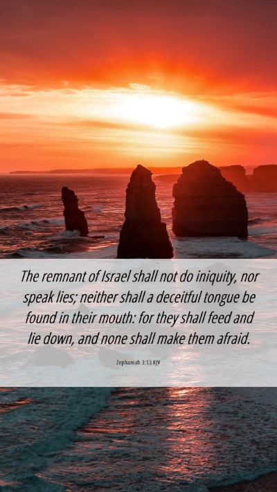 Picture 06 - Zephaniah 3:13 KJV Mobile Phone Wallpaper - The remnant of Israel shall not do iniquity, nor - Mobile Bible Verse Wallpaper