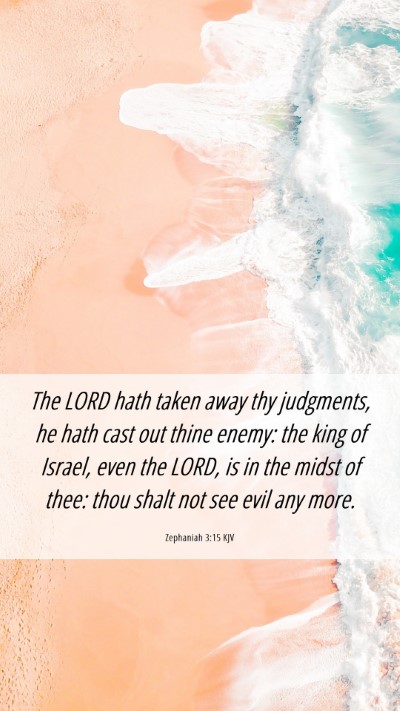 Picture 06 - Zephaniah 3:15 KJV Mobile Phone Wallpaper - The LORD hath taken away thy judgments, he hath - Mobile Bible Verse Wallpaper