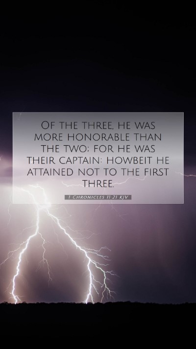 Picture 07 - 1 Chronicles 11:21 KJV Mobile Phone Wallpaper - Of the three, he was more honorable than the two; - Mobile Bible Verse Wallpaper