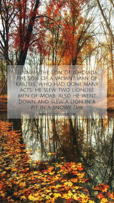 Picture 07 - 1 Chronicles 11:22 KJV Mobile Phone Wallpaper - Benaiah the son of Jehoiada, the son of a valiant - Mobile Bible Verse Wallpaper
