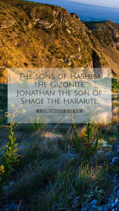 Picture 07 - 1 Chronicles 11:34 KJV Mobile Phone Wallpaper - The sons of Hashem the Gizonite, Jonathan the son - Mobile Bible Verse Wallpaper