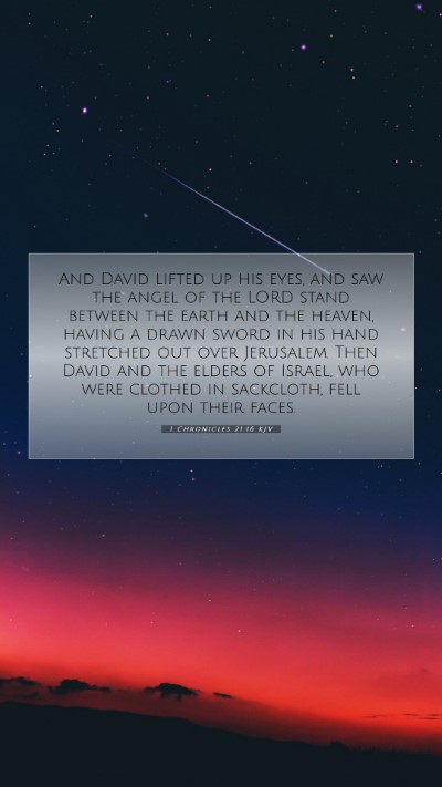 Picture 07 - 1 Chronicles 21:16 KJV Mobile Phone Wallpaper - And David lifted up his eyes, and saw the angel - Mobile Bible Verse Wallpaper