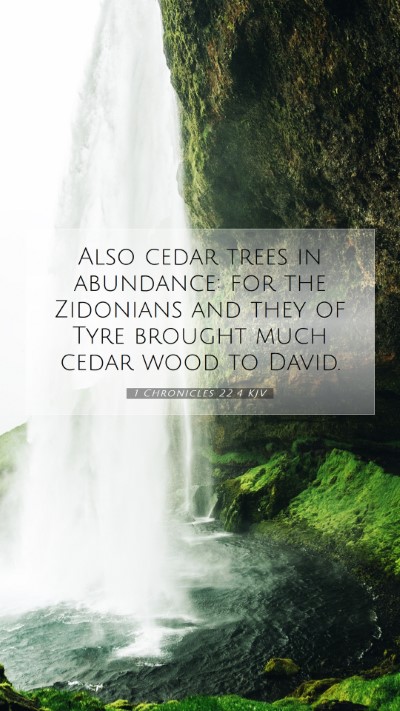 Picture 07 - 1 Chronicles 22:4 KJV Mobile Phone Wallpaper - Also cedar trees in abundance: for the Zidonians - Mobile Bible Verse Wallpaper
