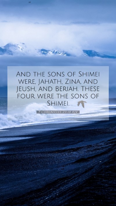 Picture 07 - 1 Chronicles 23:10 KJV Mobile Phone Wallpaper - And the sons of Shimei were, Jahath, Zina, and - Mobile Bible Verse Wallpaper