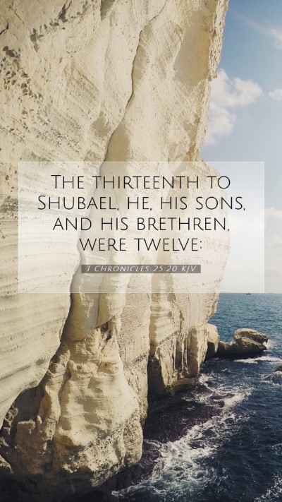 Picture 07 - 1 Chronicles 25:20 KJV Mobile Phone Wallpaper - The thirteenth to Shubael, he, his sons, and his - Mobile Bible Verse Wallpaper