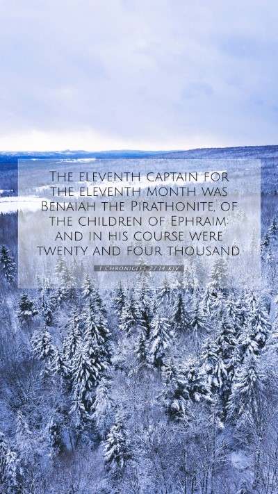 Picture 07 - 1 Chronicles 27:14 KJV Mobile Phone Wallpaper - The eleventh captain for the eleventh month was - Mobile Bible Verse Wallpaper