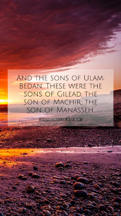 Picture 07 - 1 Chronicles 7:17 KJV Mobile Phone Wallpaper - And the sons of Ulam; Bedan. These were the sons - Mobile Bible Verse Wallpaper