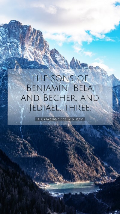 Picture 07 - 1 Chronicles 7:6 KJV Mobile Phone Wallpaper - The sons of Benjamin; Bela, and Becher, and - Mobile Bible Verse Wallpaper