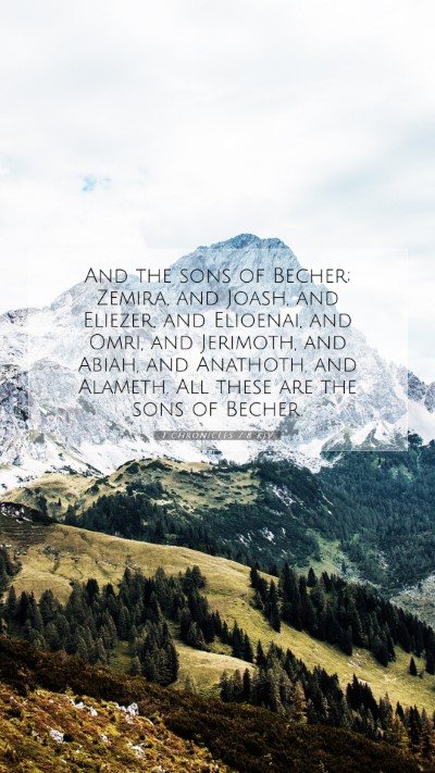 Picture 07 - 1 Chronicles 7:8 KJV Mobile Phone Wallpaper - And the sons of Becher; Zemira, and Joash, and - Mobile Bible Verse Wallpaper