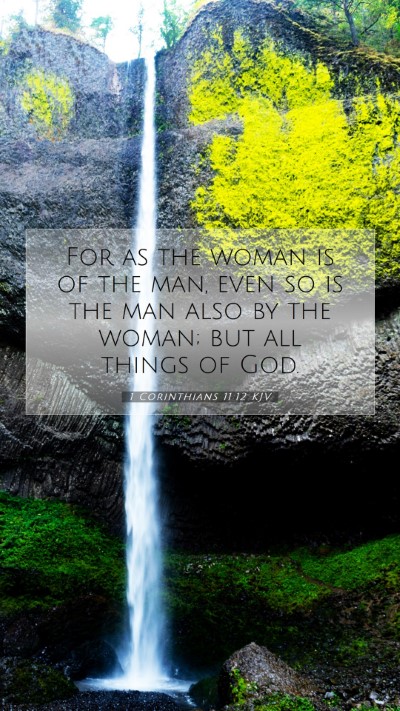 Picture 07 - 1 Corinthians 11:12 KJV Mobile Phone Wallpaper - For as the woman is of the man, even so is the - Mobile Bible Verse Wallpaper