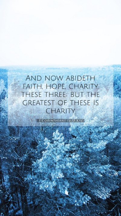Picture 07 - 1 Corinthians 13:13 KJV Mobile Phone Wallpaper - And now abideth faith, hope, charity, these - Mobile Bible Verse Wallpaper