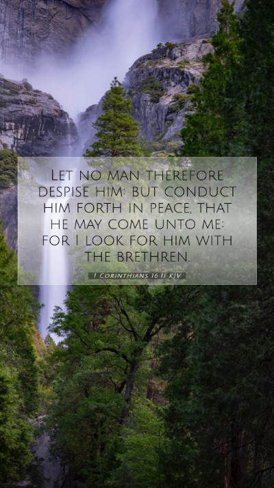 Picture 07 - 1 Corinthians 16:11 KJV Mobile Phone Wallpaper - Let no man therefore despise him: but conduct him - Mobile Bible Verse Wallpaper