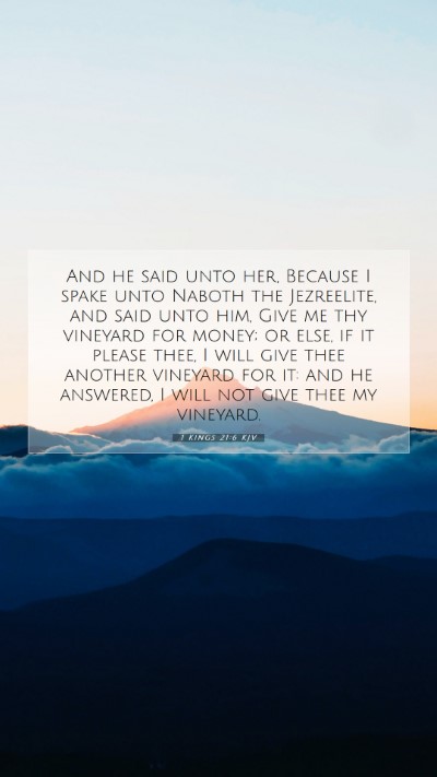 Picture 07 - 1 Kings 21:6 KJV Mobile Phone Wallpaper - And he said unto her, Because I spake unto Naboth - Mobile Bible Verse Wallpaper