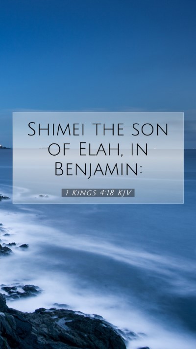 Picture 07 - 1 Kings 4:18 KJV Mobile Phone Wallpaper - Shimei the son of Elah, in - Mobile Bible Verse Wallpaper